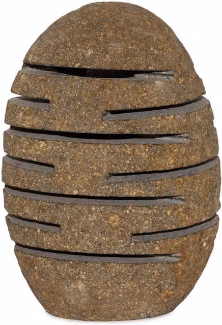 KDMK Hand Carved Natural Riverstone Tealight Candle Holder, Brown Rustic Bali Lantern