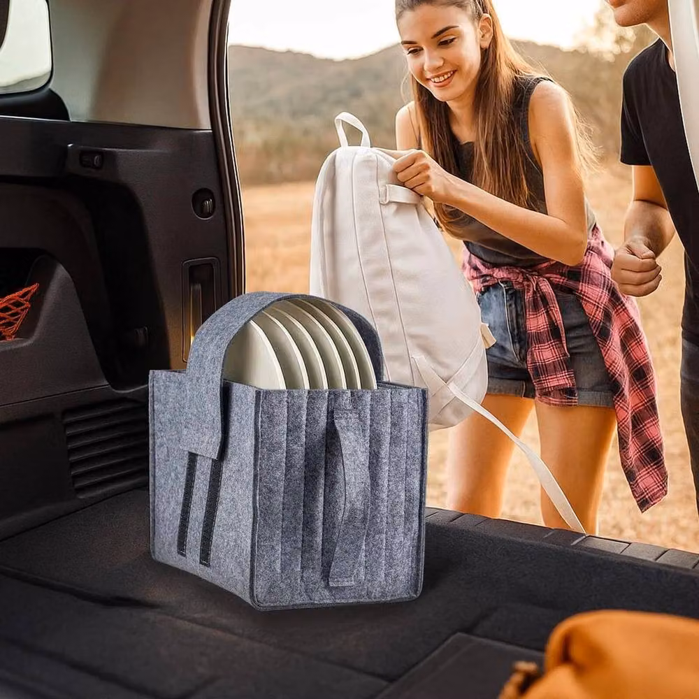 FORGEVIO Grey Stackable Camping Dinnerware Storage Bag, Width: 100 cm – 4