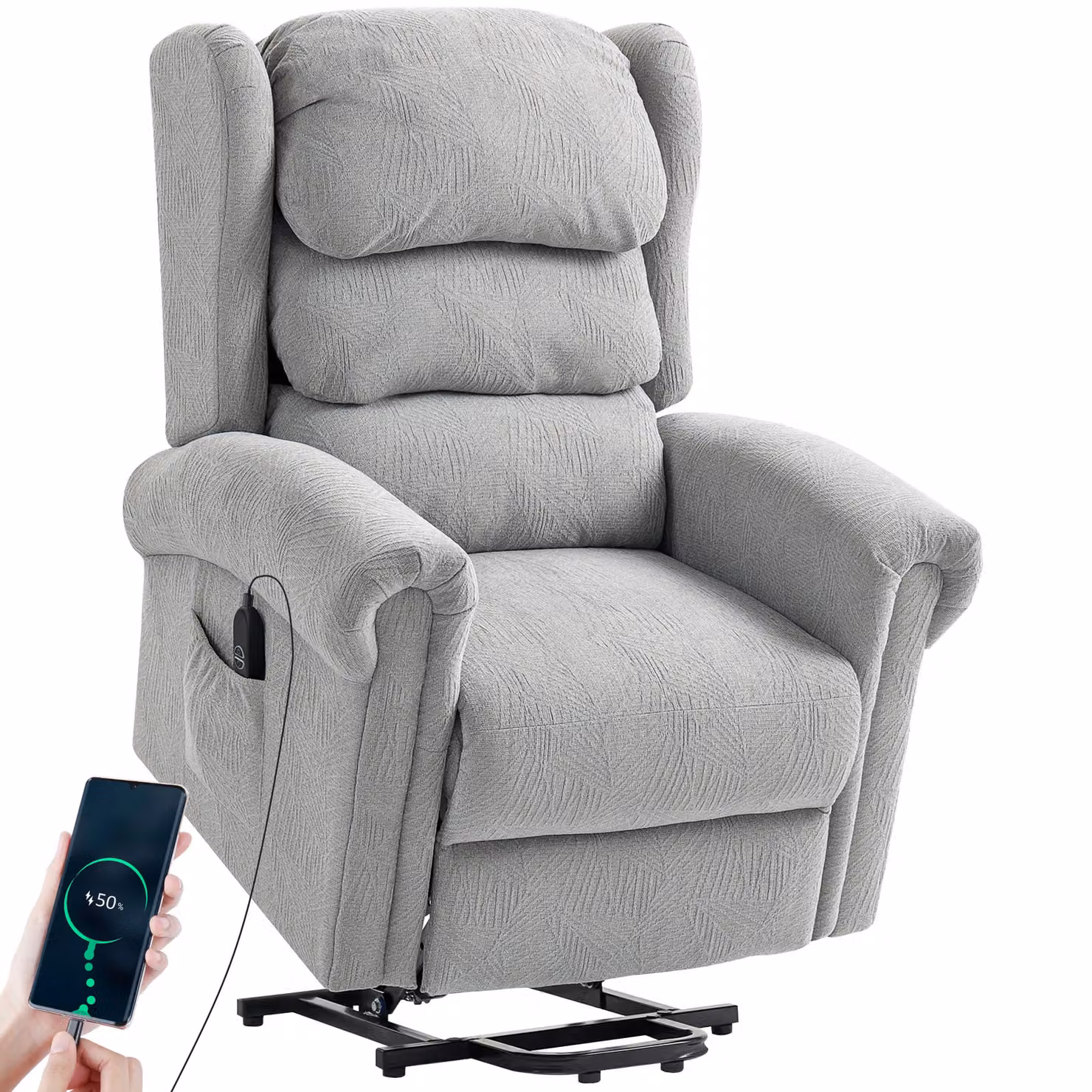 HOMCOM Power Lift Recliner Chair for Seniors in Grey with Remote Control – 2