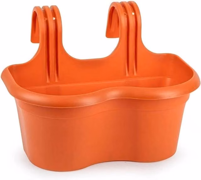 SPETLEK 2 x Hanging Railing Planter Window Box in Terracotta