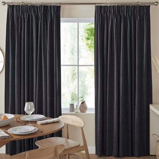 Terrys Lugano Made to Measure Blackout Fabric Curtain Panel in Grey Anthracite