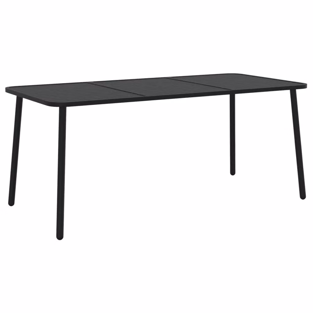 Berkfield Home Modern Steel Garden Table in Anthracite Black, W/D/H: 165 x 80 x 71 cm – 2