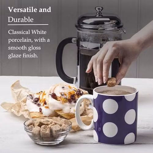 WM Bartleet & Sons 1750 Dotted Porcelain One Pint Mug, 568ml – Purple and White – 4