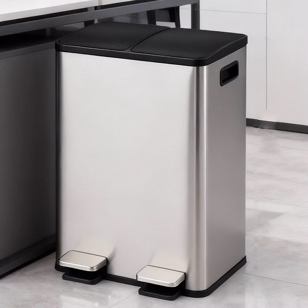 Toque 60L Stainless Steel Pedal Dustbin with Soft Close and Removable Inner Bucket in Silver – 3