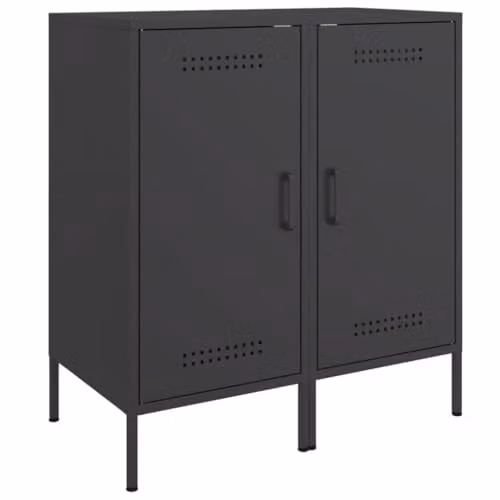 vidaXL Set of 2 Industrial Style Black Metal Sideboards, W/D/H: 36 x 39 x 79 cm
