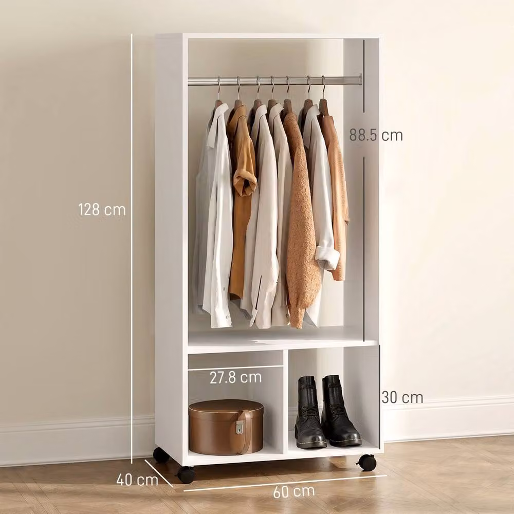 KORVIXA White Metal Open Wardrobe Clothes Rail for Bedroom, Width: 90 cm – 2