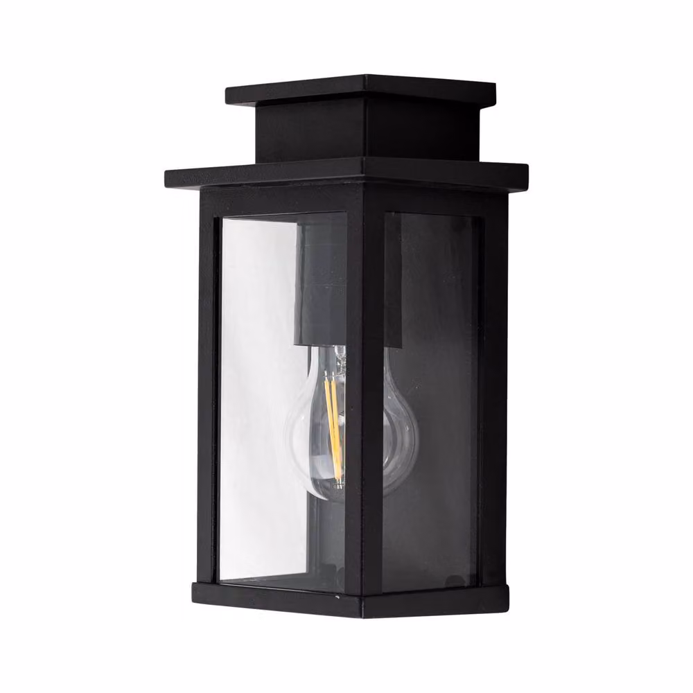 First Choice Lighting Cotswold Black Traditional Flush Outdoor Wall Lantern Light with Transparent Glass – 2