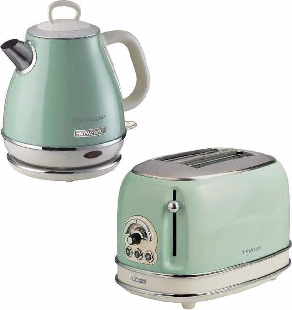 Arietes Vintage 1L Jug Kettle and 2 Slice Toaster Set in Green