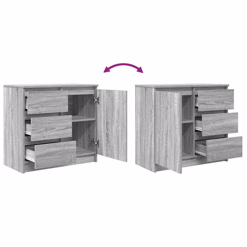 Berkfield Home Grey Sonoma Sideboard with Drawer in Engineered Wood W/D/H: 71 x 35 x 65 cm – 3