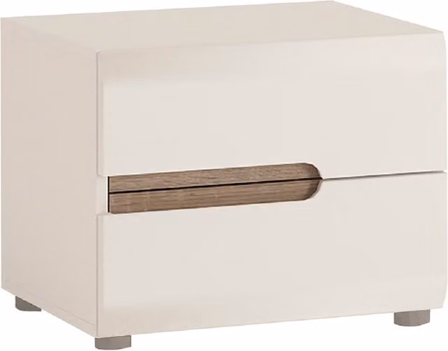 Jonas & James Lecce Two Drawer Bedside Cabinet in White and Oak