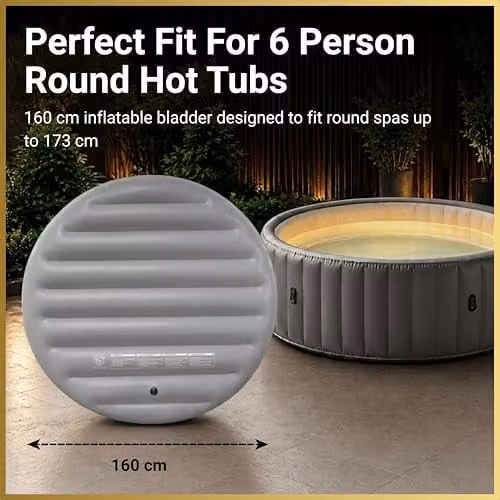 SHATCHI Grey Round Inflatable Thermal Spa Cover for 6 Person Hot Tubs, Diameter: 160 cm – 3