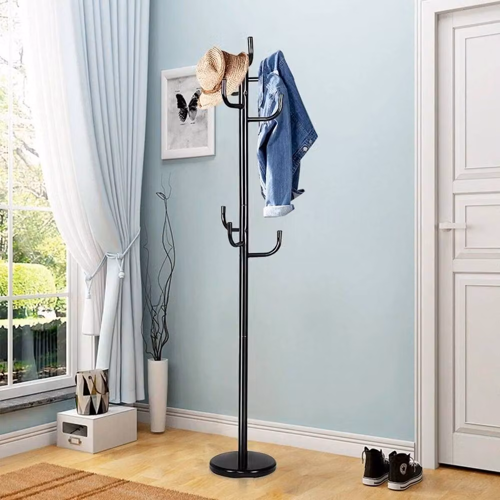Kelvenix Free-Standing Coat and Hat Hanger with 8 Hooks in Matt Black – 2