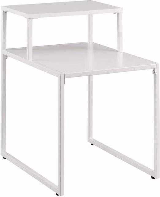 ERGOVEXA Set of 2 White Wood 2-Tier Side Tables and Nightstands