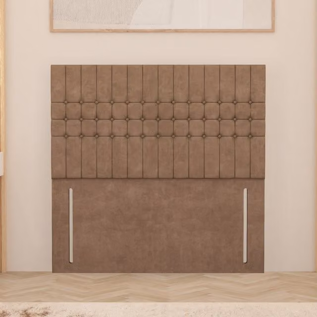 Somnior Beds Ltd Lexington Floor Standing Upholstered Plush Velvet Headboard in Beige