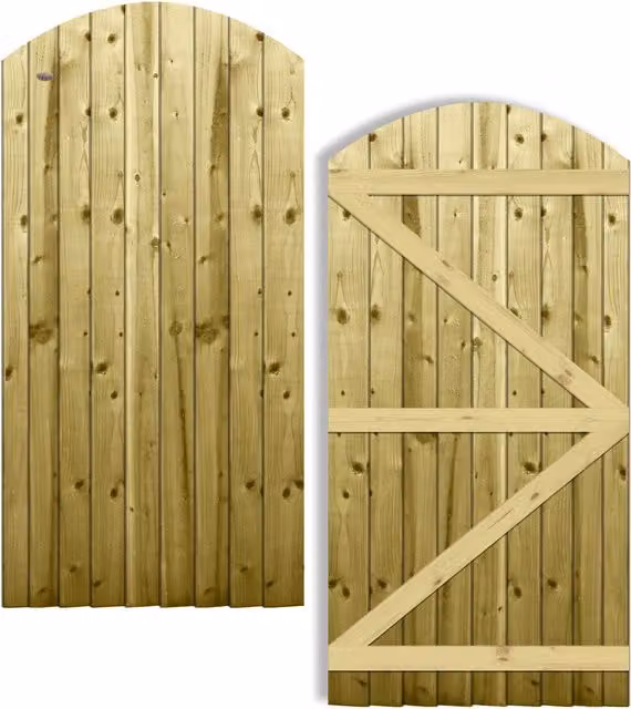 Premier Garden Supplies Overlapped Feather Edge Pathway Semi-Braced Arch Top Pedestrian Garden Gate, Pressure Treated, Width: 90 cm