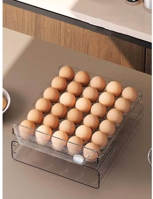 Kelvenix 2 Tier Egg Dispenser Holder and Fridge Organiser in Transparent Acrylic – 1
