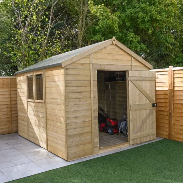 Forest Garden Tongue and Groove Apex Shed in Brown
