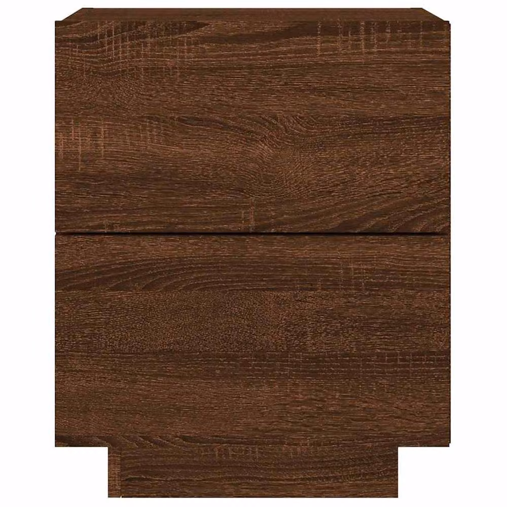 Berkfield Home Set of 2 Modern Brown Oak Bedside Cabinets with Integrated LED Lighting – 4