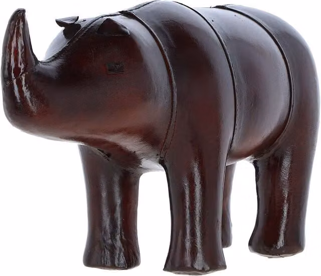 Ashwood Leather Brown Handcrafted Rhino Decorative Tabletop Ornament