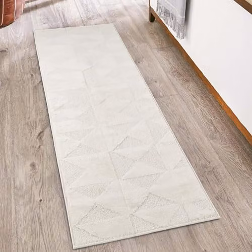 Desire Rugs Mosaic Modern Hallway Runner Rug, Beige and White, W: 60 cm, L: 220 cm