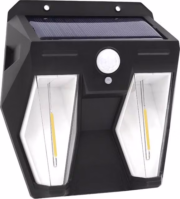 Livingandhome 2.2W LED Solar PIR Motion Sensor Wall Light in Black