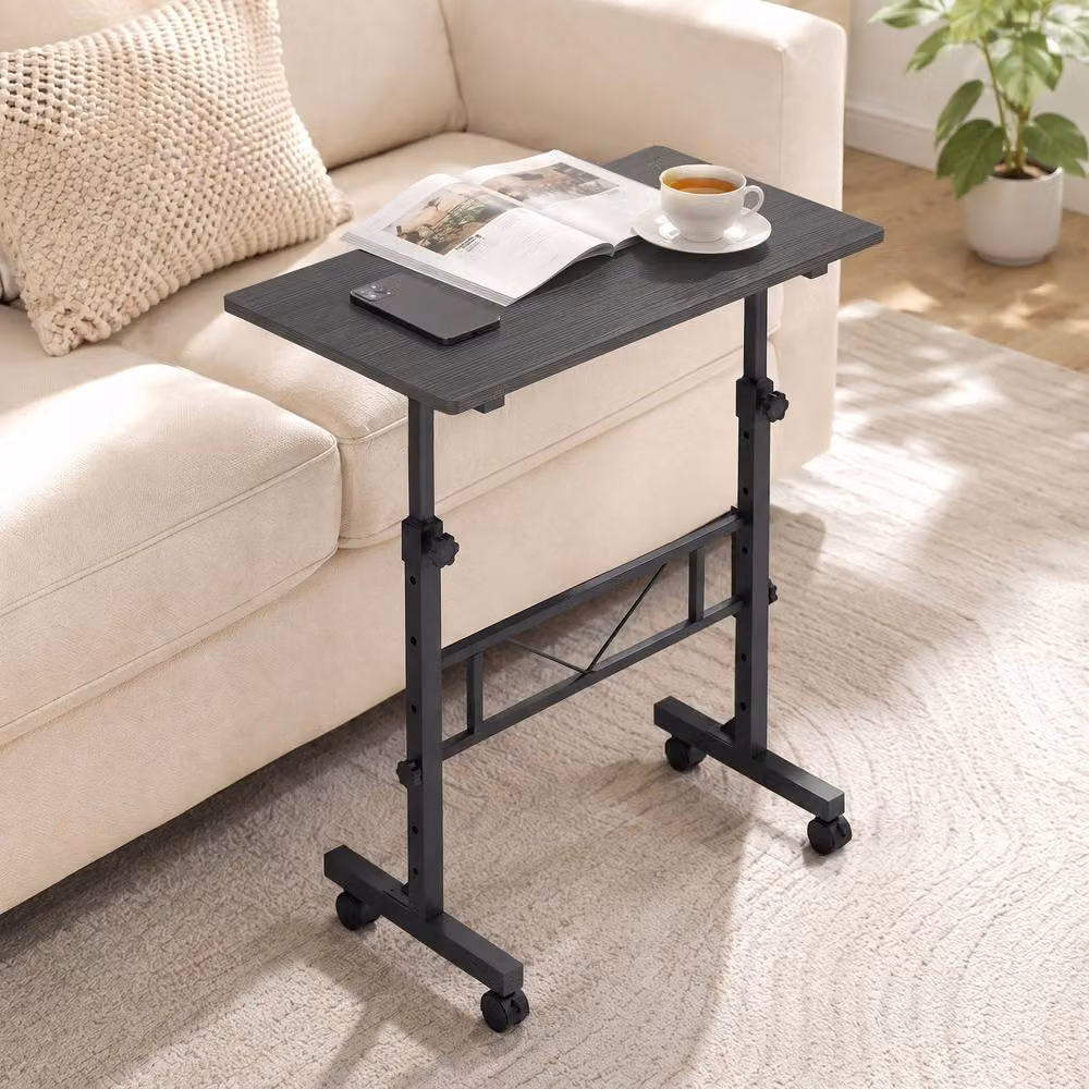Rolipo Height Adjustable Overbed Table with Wheels in Black, W: 80 cm, D: 40 cm – 3