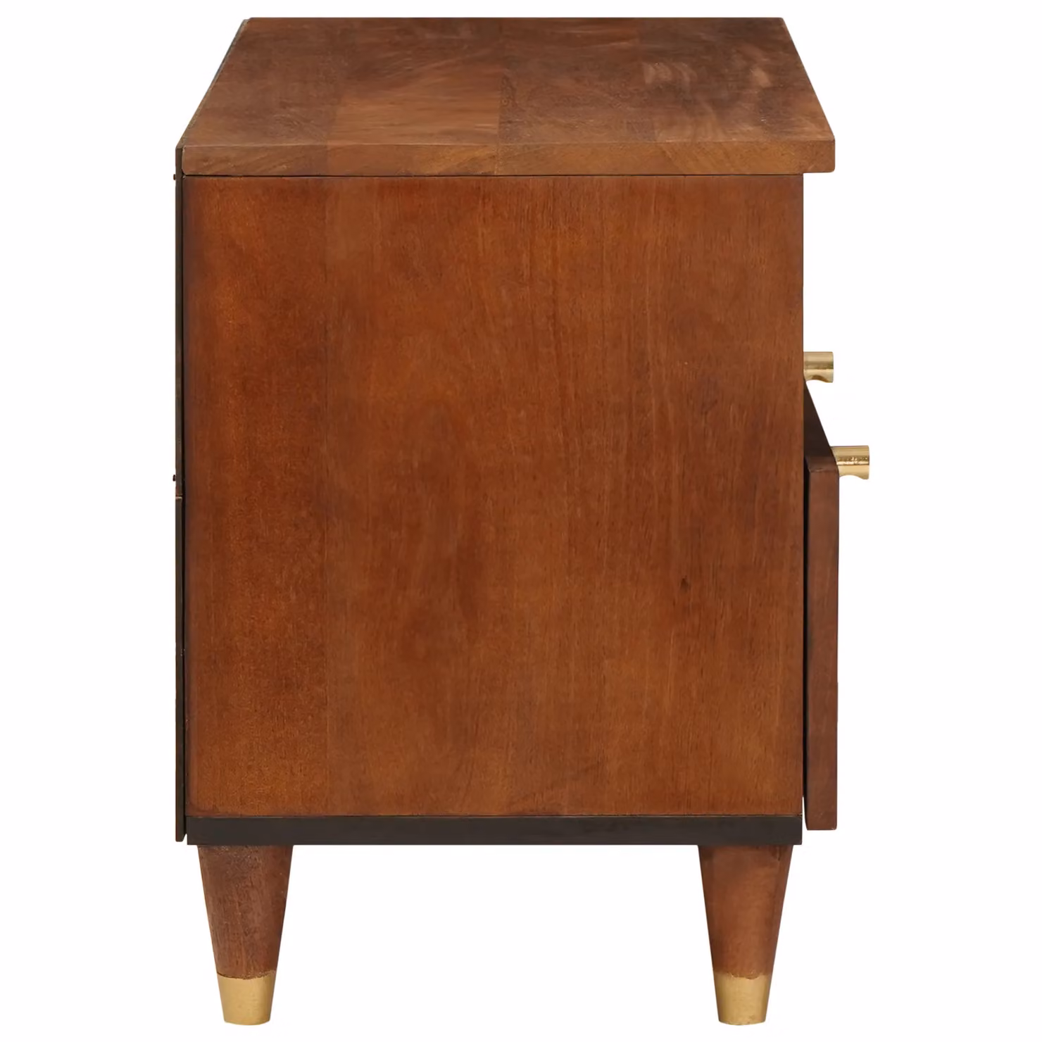 Berkfield Modern Brown Solid Mango Wood Home Media Storage Cabinet with Open Shelves and Internal Shelving – 3