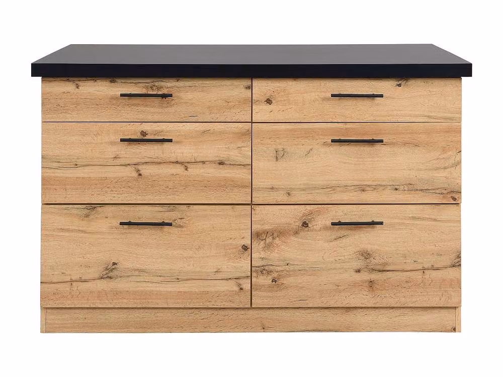 Vente-unique Industrial Kitchen Island with 6 Drawers in Black and Light MDF and Metal, W/D/H: 104 x 80 x 34 cm – 2