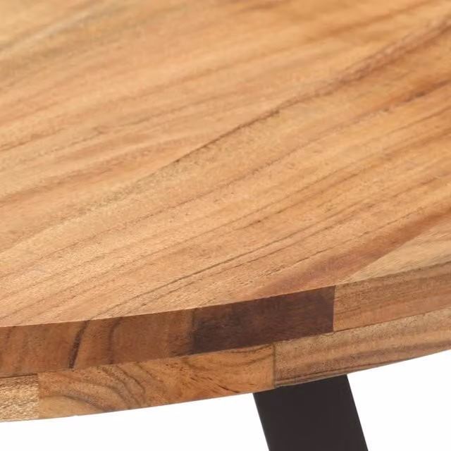 Berkfield Home Round Solid Acacia Wood Dining Table in Brown and Black, Diameter: 80 cm, Height: 75 cm – 1