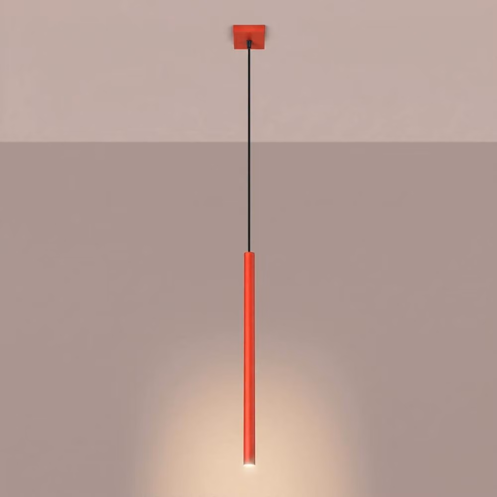 Sollux Lighting Modern Red Rectangular Pendant Lamp W/D/H: 120 x 8 x 8 cm – 2