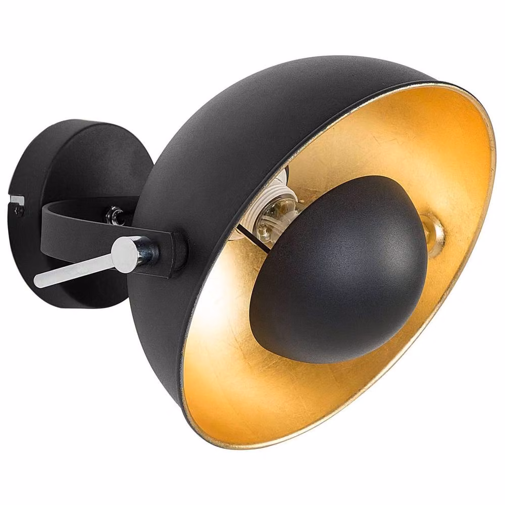 Wyld and Coco Industrial Adjustable Metal Wall Lamp in Black and Gold/Brass – 2