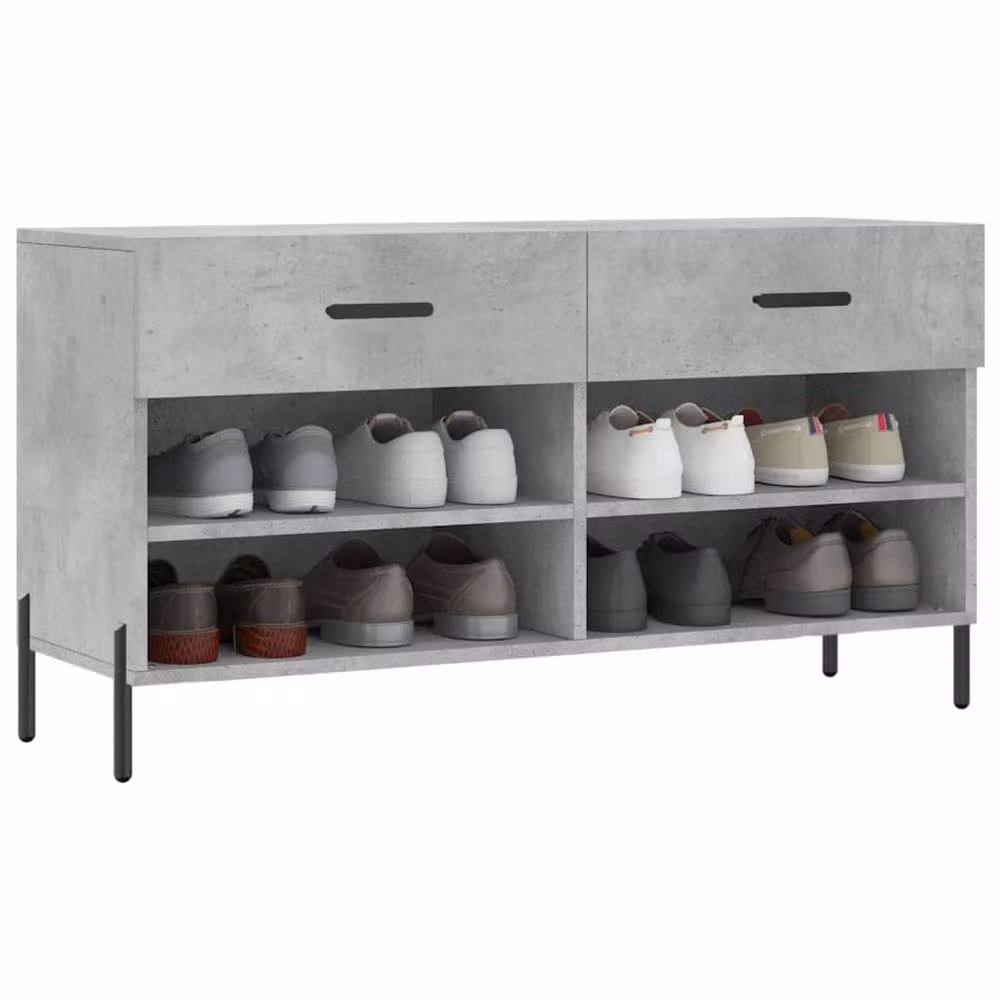 Berkfield Home Industrial Shoe Bench in Concrete Grey, W/D/H: 102 x 35 x 55 cm – 3