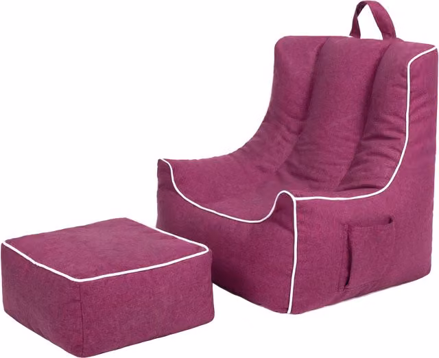 Ready Steady Bed Kids Bean Bag Chair with Footstool in Pink and Purple, Diameter: 54 cm