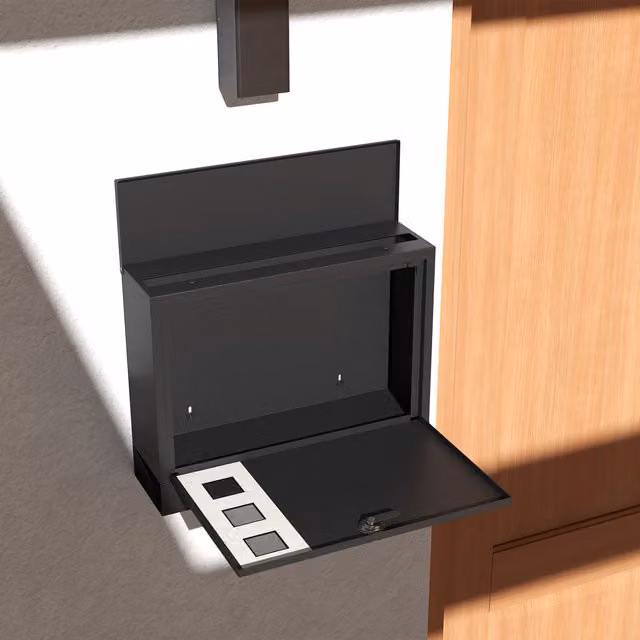 HOMCOM Wall Mounted Steel Letter Box in Black