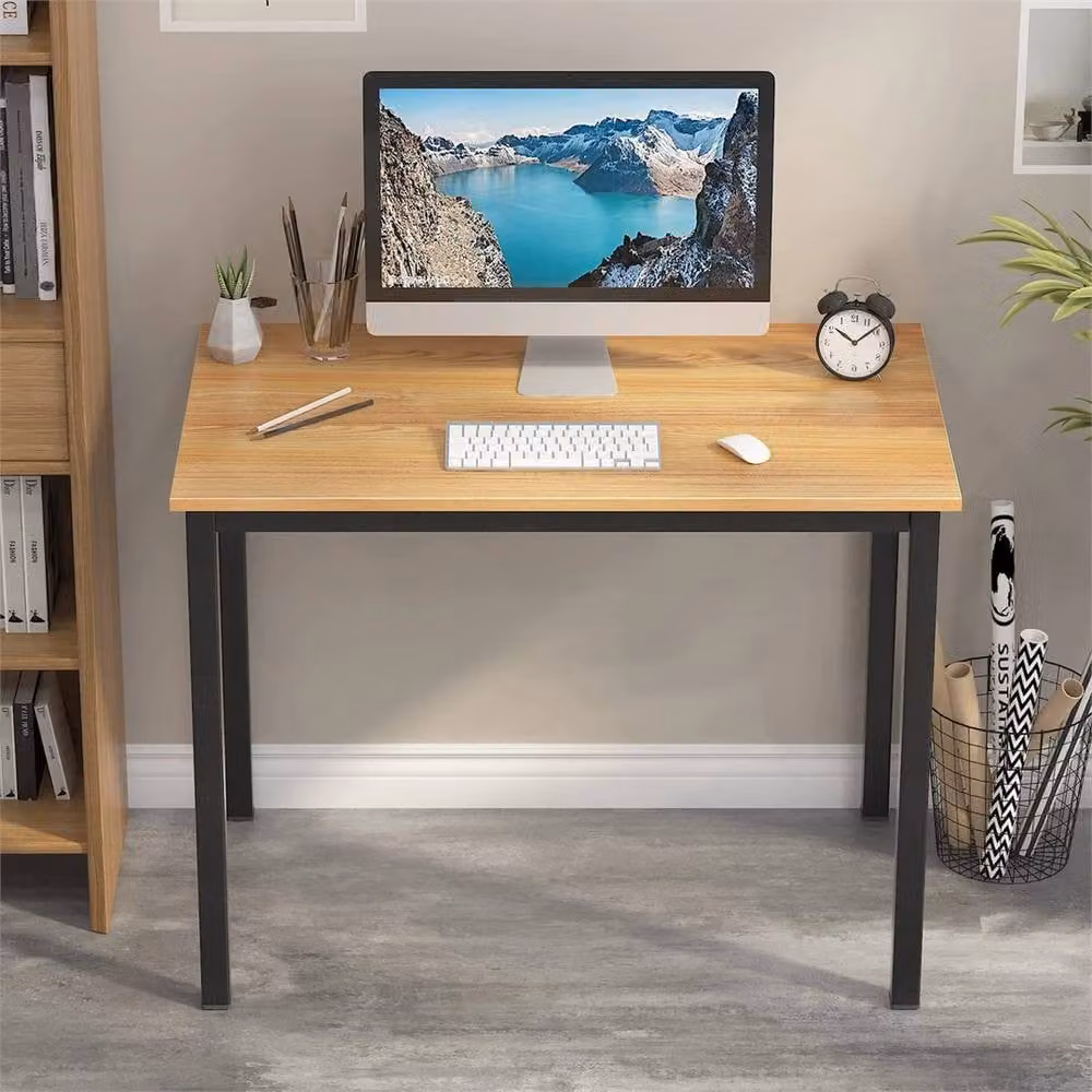 Nordara Modern Oak Computer Desk in Brown and Black, W/D/H: 100 x 60 x 75 cm – 3