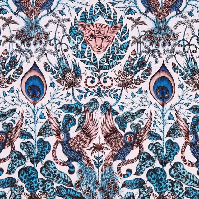 Emma Shipley Amazon Graphic Cotton Fabric in Pink, Blue and Multicolour