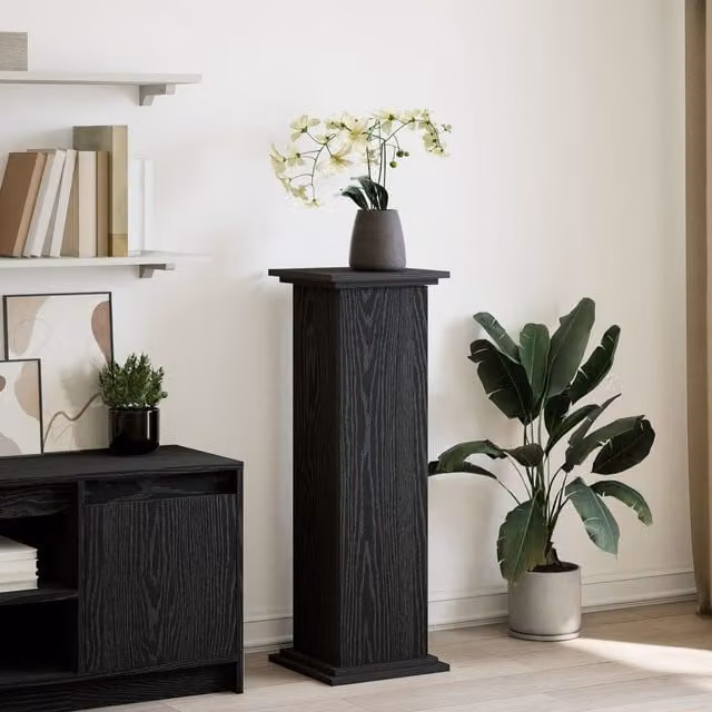 Berkfield Home Display Stand with Storage in Black Oak, W/D/H: 31 x 30 x 90 cm