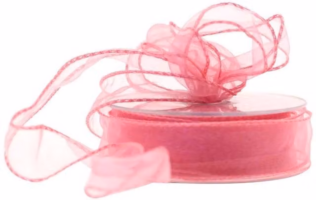 KDMD Pink Rose Wired Chiffon Ribbon, 30mm, 2 Pack