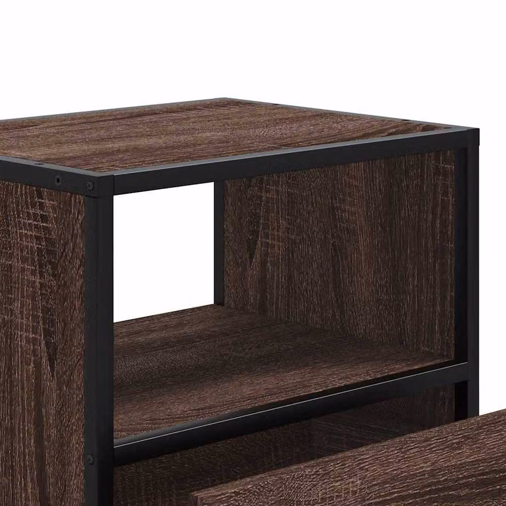 Berkfield Home Wall-mounted Bedside Cabinet, Brown Oak, W: 40 cm, D: 31 cm, H: 39.5 cm – 7