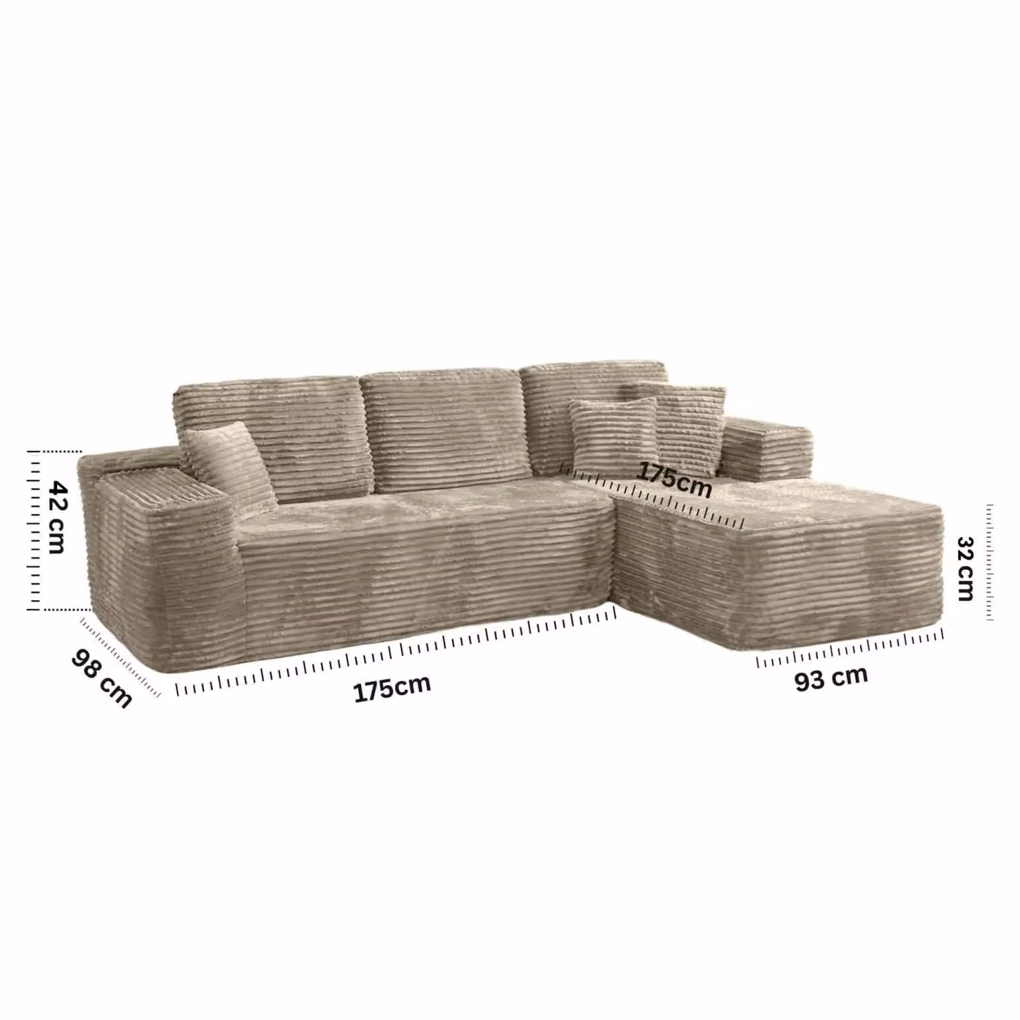 MN Furniture Modern Compact Right Corner Sofa in Brown Fabric with Scatter Cushions – 2