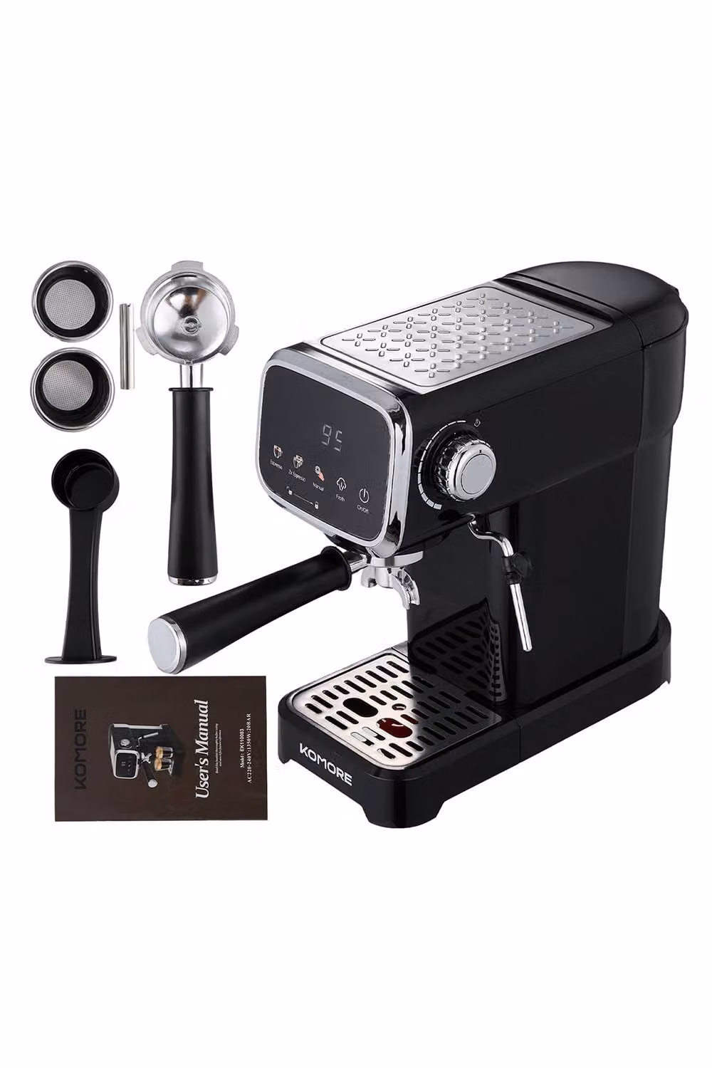 Living and Home Espresso Machine with Milk Frother and Touch Display in Black and Transparent – 8