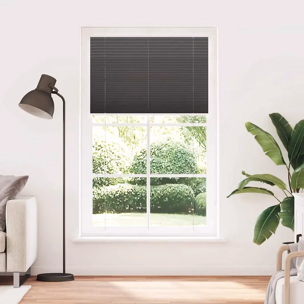 Berkfield Home Single Pleat Black Polyester Semi-Transparent Corded Blind W: 114.4 cm, H: 200 cm – 2