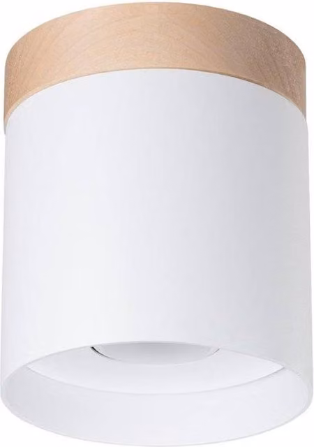 Sollux Lighting Rif Pendant Light in White and Natural Wood, W/D/H: 14 x 12 x 12 cm