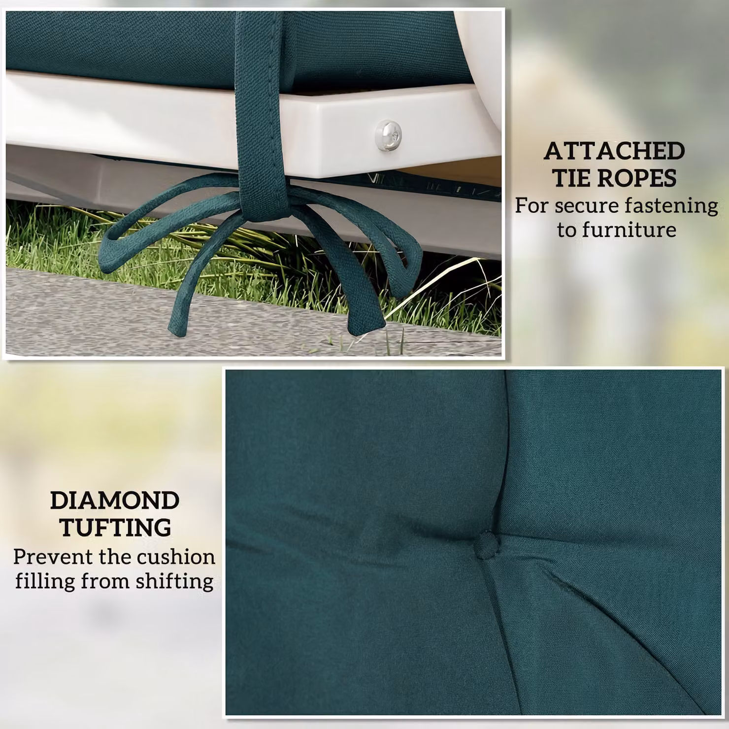 Outsunny 2 Seater Garden Bench Pad with Back and Ties, Green, W/D/H: 120 x 120 x 120 cm – 5