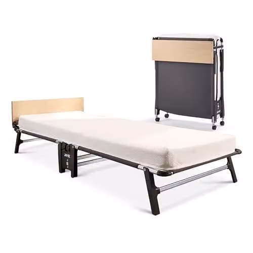 JAY-BE QM80 Quick Folding Rollaway Bed with Foam Memory Mattress, Single, Black and White, W/D/H: 80 x 190 x 32 cm – 1