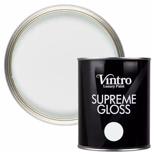 Vintro High Gloss Water Based Interior and Exterior Paint for Walls, Wood and Trim, White/Hint of Green - Honeydew, 1 l