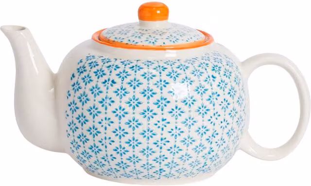 Nicola Spring Blue Floral Hand-Printed Stoneware Teapot, 820ml – 1