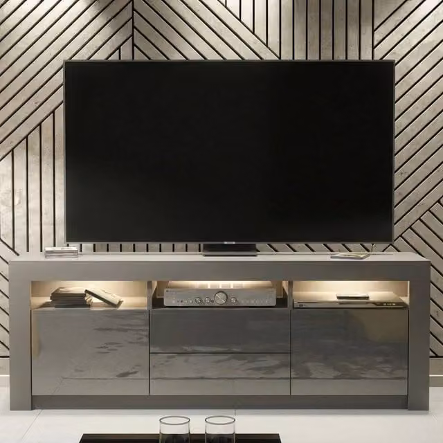 Mex Furniture Pawnora Modern TV Stand Sideboard Cabinet in White and Grey – 1
