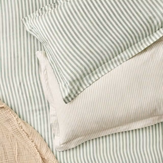 Make It A Home Hebden Melange Stripe Cotton Pillowcase Pair in Green