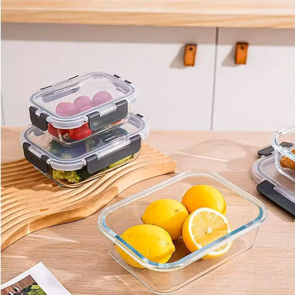 FORGEVIO 3 Pack Clear Borosilicate Glass Food Containers with Clip Lids – 4